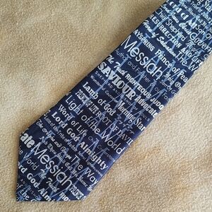 Gospitality Tie Blue and White Verses Quotes 4" Wide